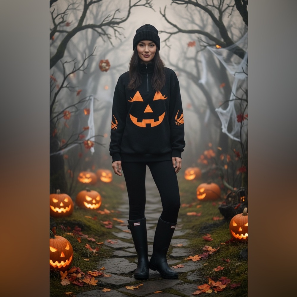NEW Spadehills Halloween Pumpkin m Pullover Sweatshirt Womens Medium